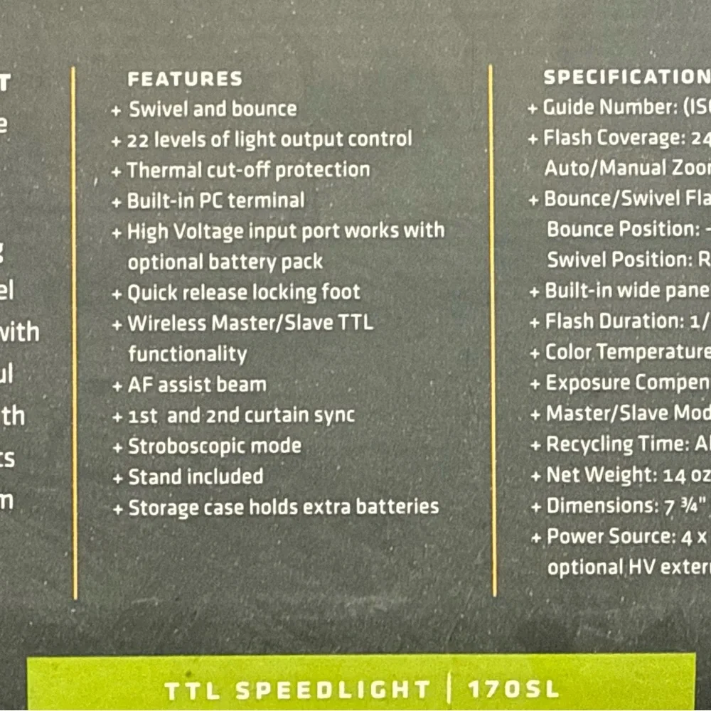 ProMaster TTL Speedlight 170SL - Picture 2 of 8